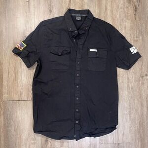 Grunt Style Boys Youth Button Down Down Large Black Short Sleeve Shirt
